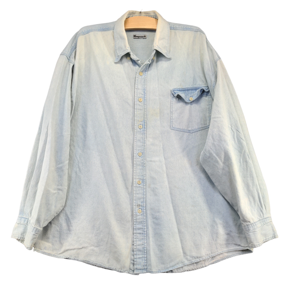 Thompson's Men's Denim Button-Down Shirt Blue XL Long Sleeve Chest Pocket